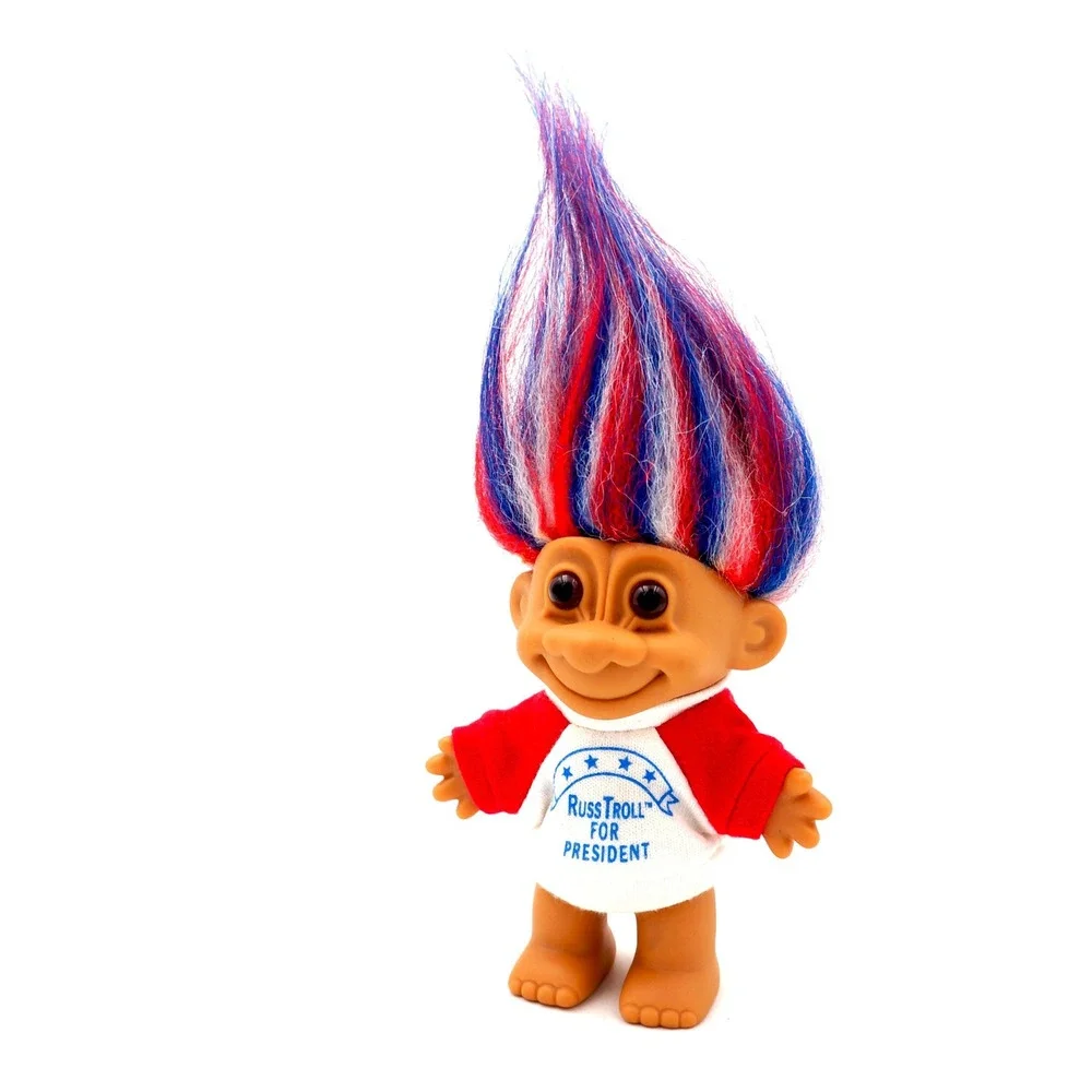 Vintage‎ 1990s Russ Troll Russ Troll for President T-Shirt Red White & Blue Hair
